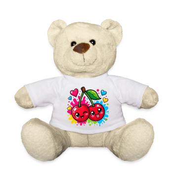 Kirschen Neon-Splash Cartoon - Teddy - Weiß - Vorne