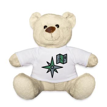 Compass Map Hiking Geocaching Survival - Teddy Bear - white - Front