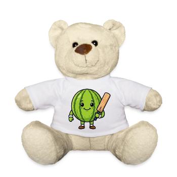 Drôle de pastèque avec une batte de cricket - Nounours - blanc - Devant