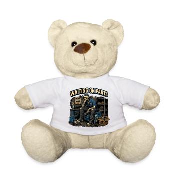 Waiting for Parts | Humor Mechanical Skeleton - Teddy Bear - white - Front