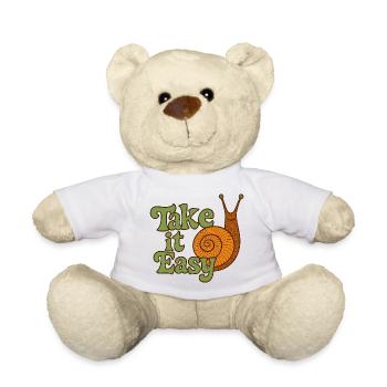 Nimm es locker Schnecken-Retro-T-Shirt - Teddy - Weiß - Vorne