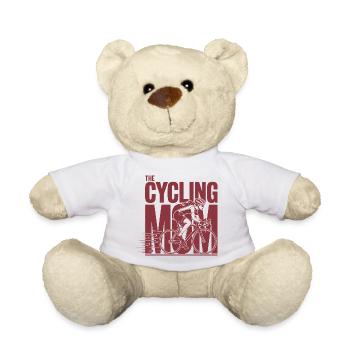Cycling Mom Bike Mom Shirt - Teddy Bear - white - Front