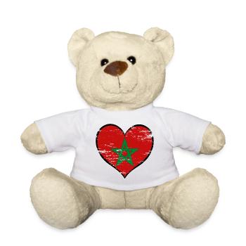 Drapeau du cœur marocain utilisé - Nounours - blanc - Devant