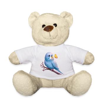 Perruche perruche avec papillon - Nounours - blanc - Devant