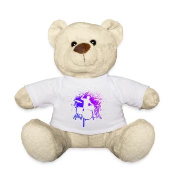 Geschenkidee für einen Schlagzeuger mit Percussion - Teddy - Weiß - Vorne