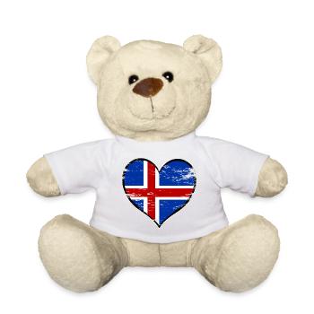 Iceland Heart Flag used - Teddy Bear - white - Front