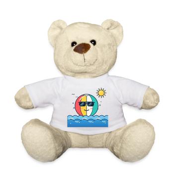 Strandkugel mit Sonnenbrille - Teddy - Weiß - Vorne