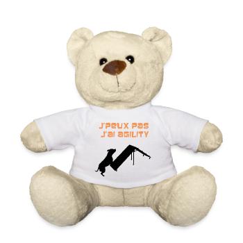 Staffie j'peux pas j'ai agility sport - 001 - Nounours - blanc - Devant
