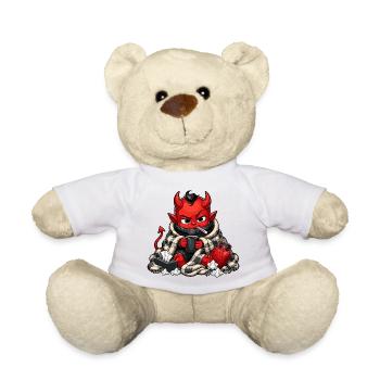 Winterdämon mit Heißgetränk - Teddy - Weiß - Vorne