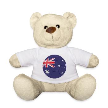 LE DRAPEAU AUSTRALIEN SUR UN BALLON DE FOOTBALL - Nounours - blanc - Devant