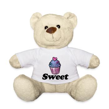Pastellfarbenes Aquarell-Cupcake-Herz - Teddy - Weiß - Vorne