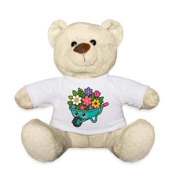 Frühlingswagen voller Blüten - Teddy - Weiß - Vorne