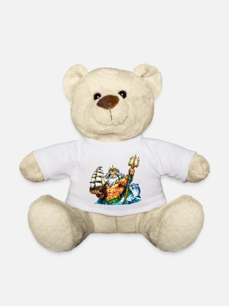 Neptun mit Seegelschiff - Teddy - Weiß