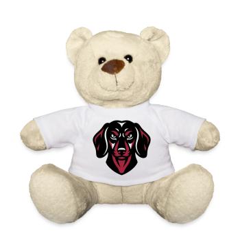 Logo du teckel noir - Nounours - blanc - Devant