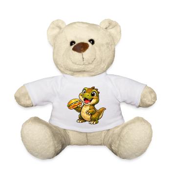 Dino mit Fischbrötchen - Teddy - Weiß - Vorne
