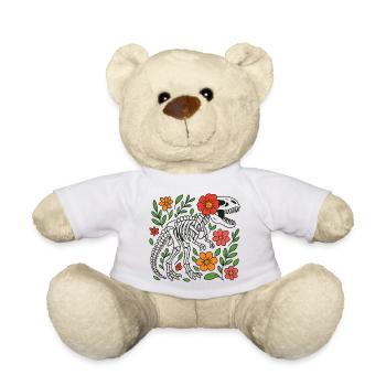 T Rex Skelett mit Blumen - Teddy - Weiß - Vorne