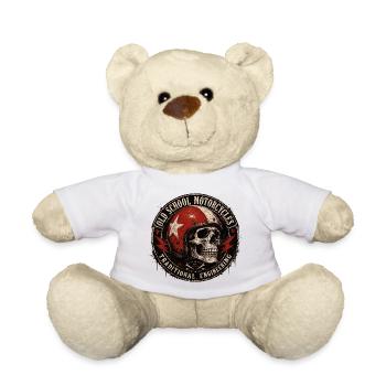 Old School Motorcycle Skull Emblem - Teddy Bear - white - Front