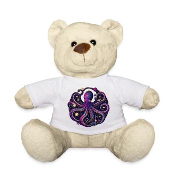 Cosmic Octopus Planetary Orbit Illustration - Teddy Bear - white - Front