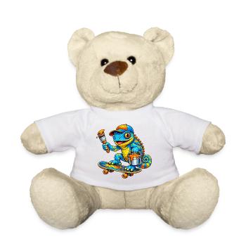 Caméléon sur skateboard - Nounours - blanc - Devant