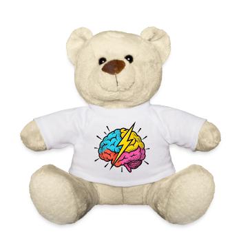 Flash Brain – Gehirn & Blitz im Pop-Art-Look - Teddy - Weiß - Vorne