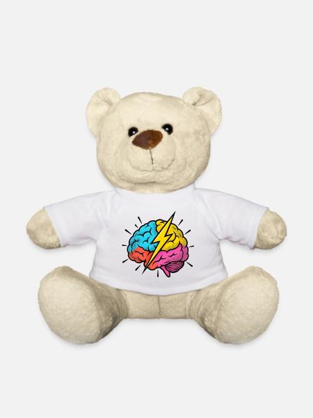 Flash Brain – Gehirn & Blitz im Pop-Art-Look - Teddy - Weiß