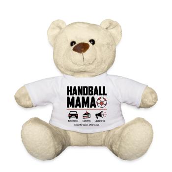 Handball Mama Shirt – Fahrdienst, Kuchen & Jubel - Teddy - Weiß - Vorne