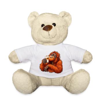 Orang-Utan mit Latte Macchiato – Kaffeepause - Teddy - Weiß - Vorne