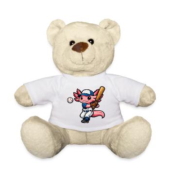 Axolotl beim Baseball – Süßes Sportmotiv - Teddy - Weiß - Vorne