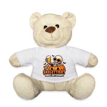 Skelettiert aber entspannt – Halloween - Teddy - Weiß - Vorne