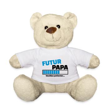 futur papa veuillez patienter - Nounours - blanc - Devant