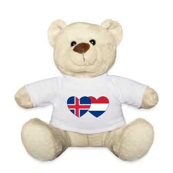 Iceland Holland Flag Heart - Teddy Bear - white - Front
