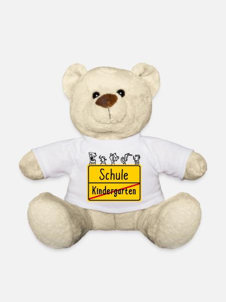 Einschulung Schulanfang Schule Kindergarten Schild - Teddy - Weiß