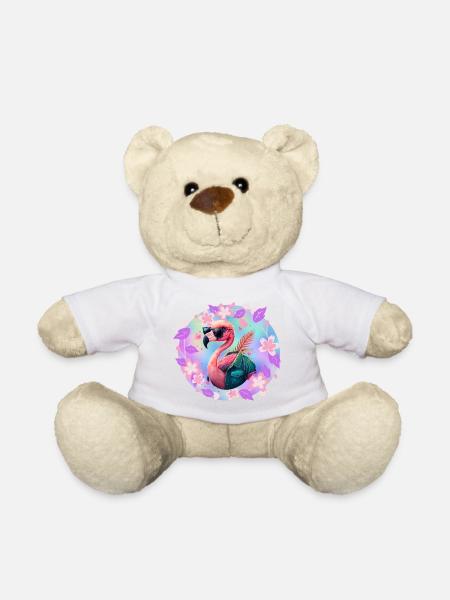 Pink flamingo - Teddy Bear - white