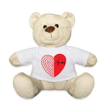 Hundepfoten Herz mit Herzschlag - Teddy - Weiß - Vorne