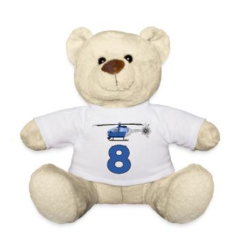 Helicopter 8th birthday - Teddy Bear - white - Front
