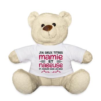 Deux Titres Mamie Nageuse | Grand-mère, Natation - Nounours - blanc - Devant