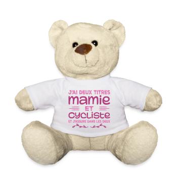 Zwei Titel Oma Radsportlerin | Oma | Fahrrad - Teddy - Weiß - Vorne
