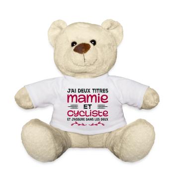 Zwei Titel Oma Radsportlerin | Oma | Fahrrad - Teddy - Weiß - Vorne