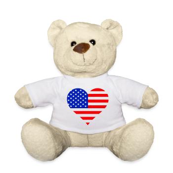 Heart US Flag - Teddy Bear - white - Front
