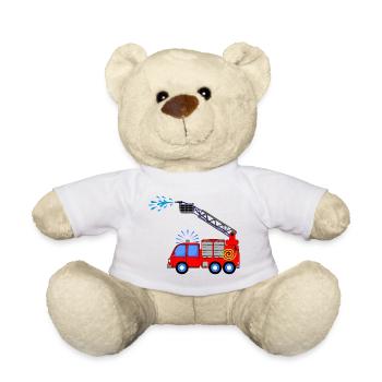 Fire engine with ladder and water children - Teddy Bear - white - Front