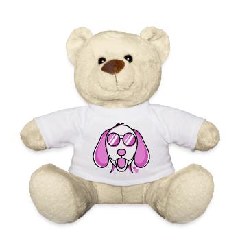 Un drôle de chien avec des lunettes de rose rouge Chiens - Nounours - blanc - Devant