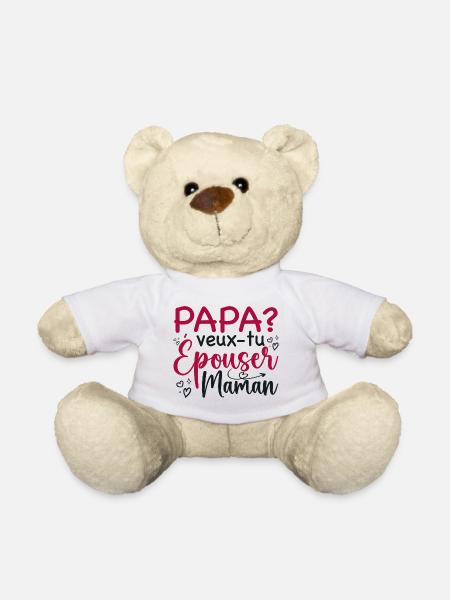 Papa veux tu épouser maman - demande mariage - Nounours - blanc
