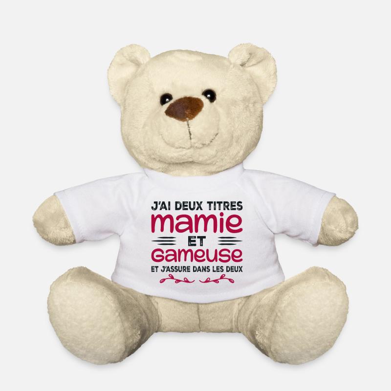 Zwei Titel Granny Gameuse | Geek | Großmutter - Teddy - Weiß