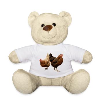 deux poulets heureux - Nounours - blanc - Devant