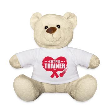 Certified Table Tennis Trainer Tischtennis Coach - Teddy Bear - white - Front