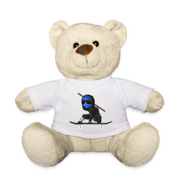 Skater Faultier Ninja Skate Geschenk - Teddy - Weiß - Vorne