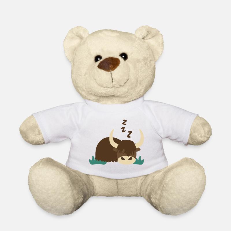 Schlafender Yak - Teddy - Weiß