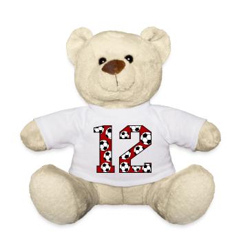 12th Birthday Football Red - Teddy Bear - white - Front