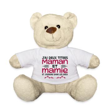 J’ai Deux Titres Maman Et Mamie | Fête des Mères - Nounours - blanc - Devant