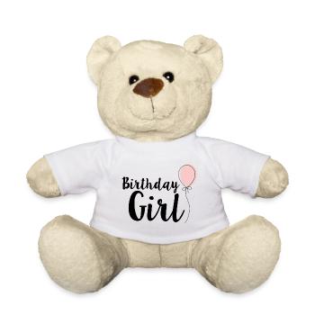 Fille dont c'est l'anniversaire - Nounours - blanc - Devant